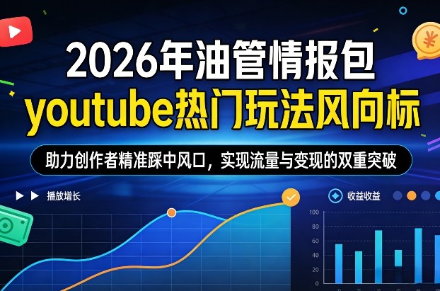 2026年油管情报包，youtube热门玩法风向标，助力创作者精准踩中风口，实现流量与变现的双重突破（更新0330）_红利云网创