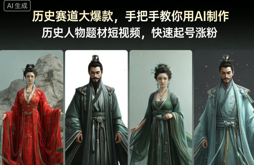 历史赛道大爆款,手把手教你用AI制作历史人物题材短视频,快速起号涨粉_红利云网创