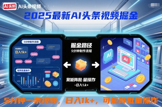 2025最新AI头条视频掘金,5分钟一条视频,日入1k+,可矩阵批量操作_红利云网创