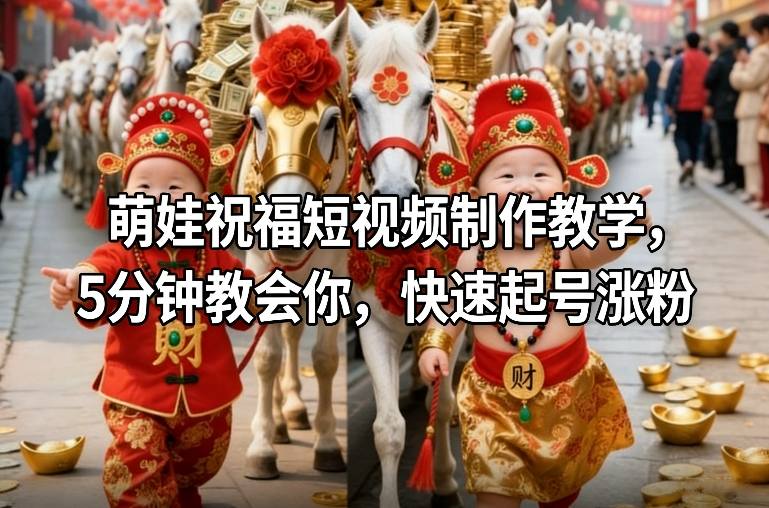 萌娃祝福短视频制作教学，5分钟教会你，快速起号涨粉_红利云网创